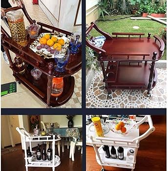 Amazon.co.jp: バーサービングカート 二層ローリングカート スムーズで